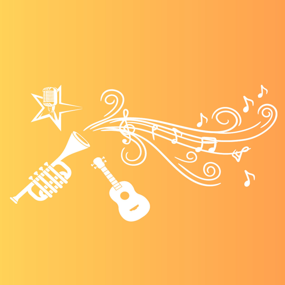 Vektoren von Musikinstrumenten und Noten